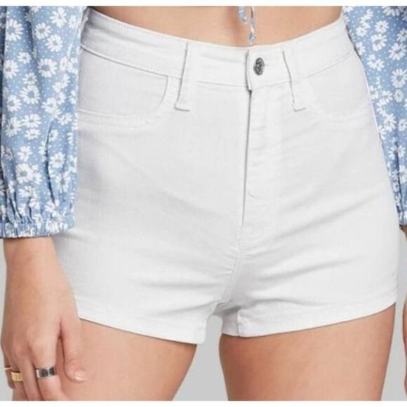 Wild Fable Jean Shorts Women's 2 Small White High‎ Rise Stretchy Denim Pockets - Picture 6 of 7